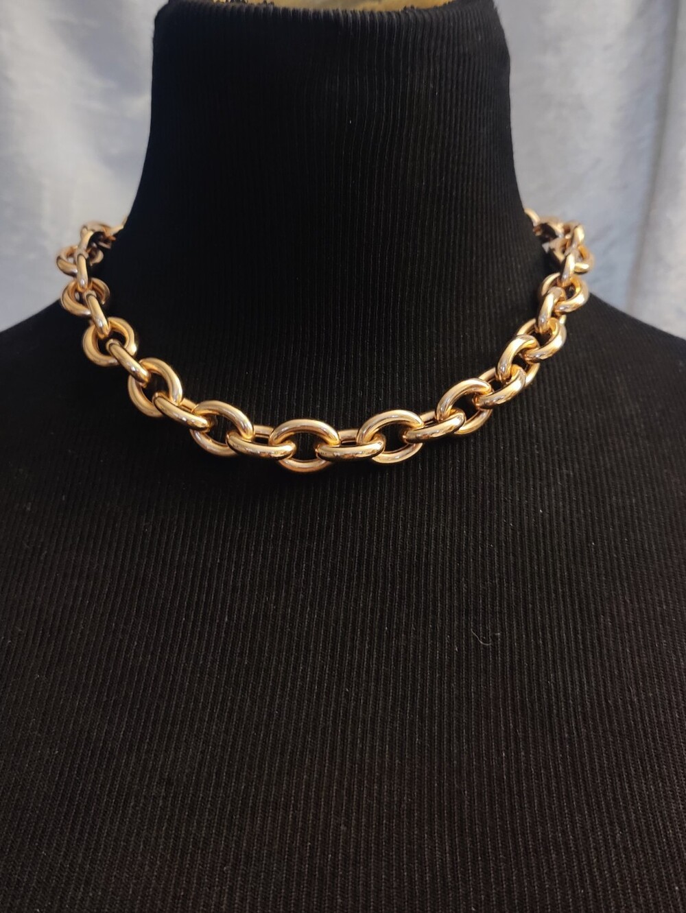Bronzallure Italy Rose Gold Tone Chain Link Necklace 17.5-20" Signed Statement